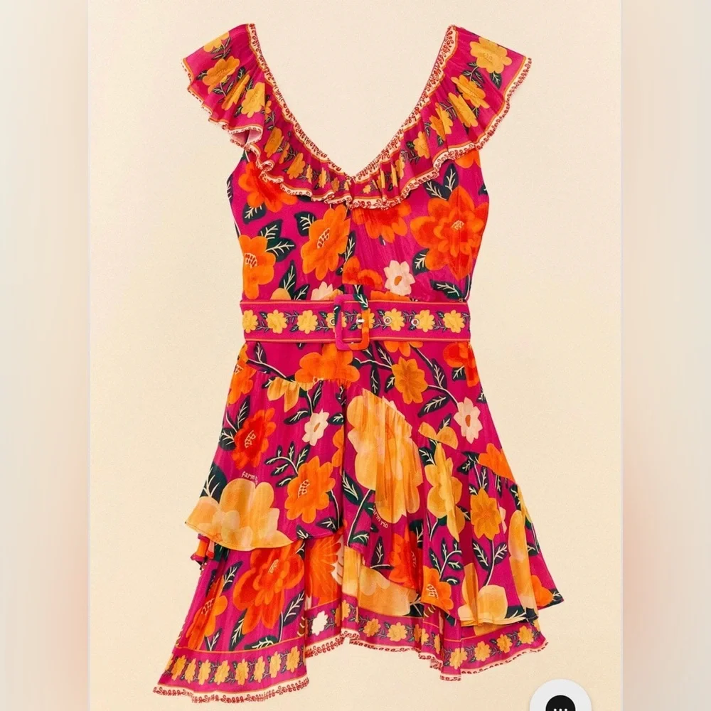 NWT FARM Rio Pink Flowers Tapestry Mini Dress - Picture 8 of 9